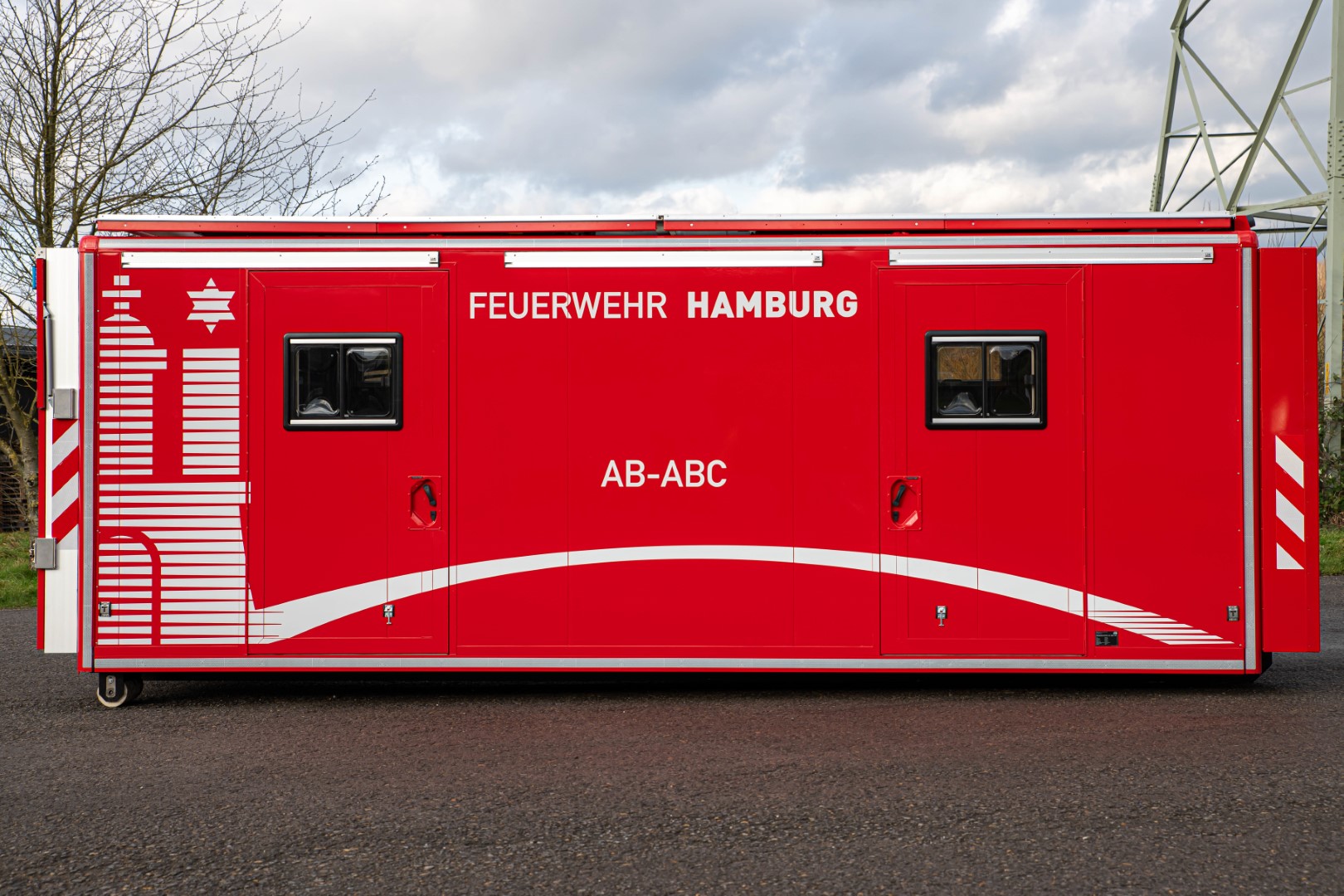Abrollbehälter ABC Feuerwehr Hamburg AB-ABC Meindl Behälter Ausklappbarer Heckraum Schiebedach