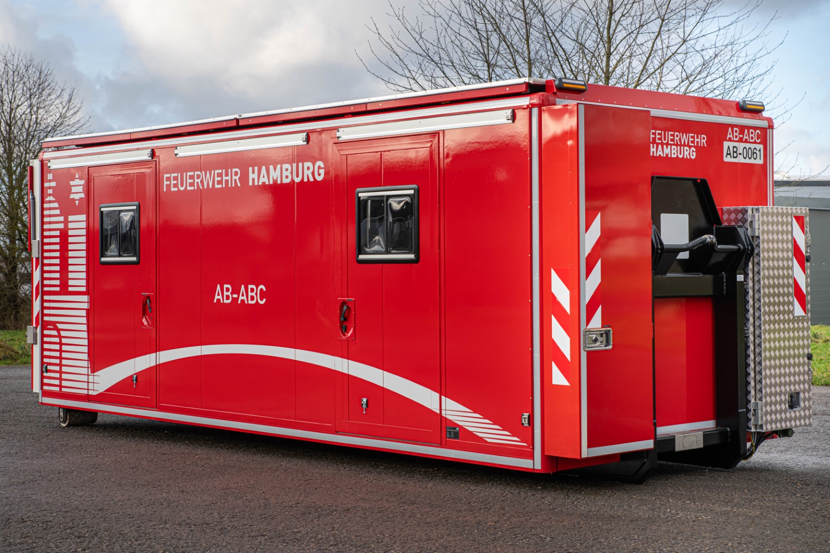 Abrollbehälter ABC Feuerwehr Hamburg AB-ABC Meindl Behälter Ausklappbarer Heckraum Schiebedach