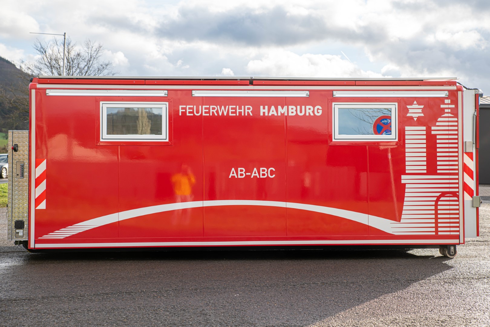 Abrollbehälter ABC Feuerwehr Hamburg AB-ABC Meindl Behälter Ausklappbarer Heckraum Schiebedach