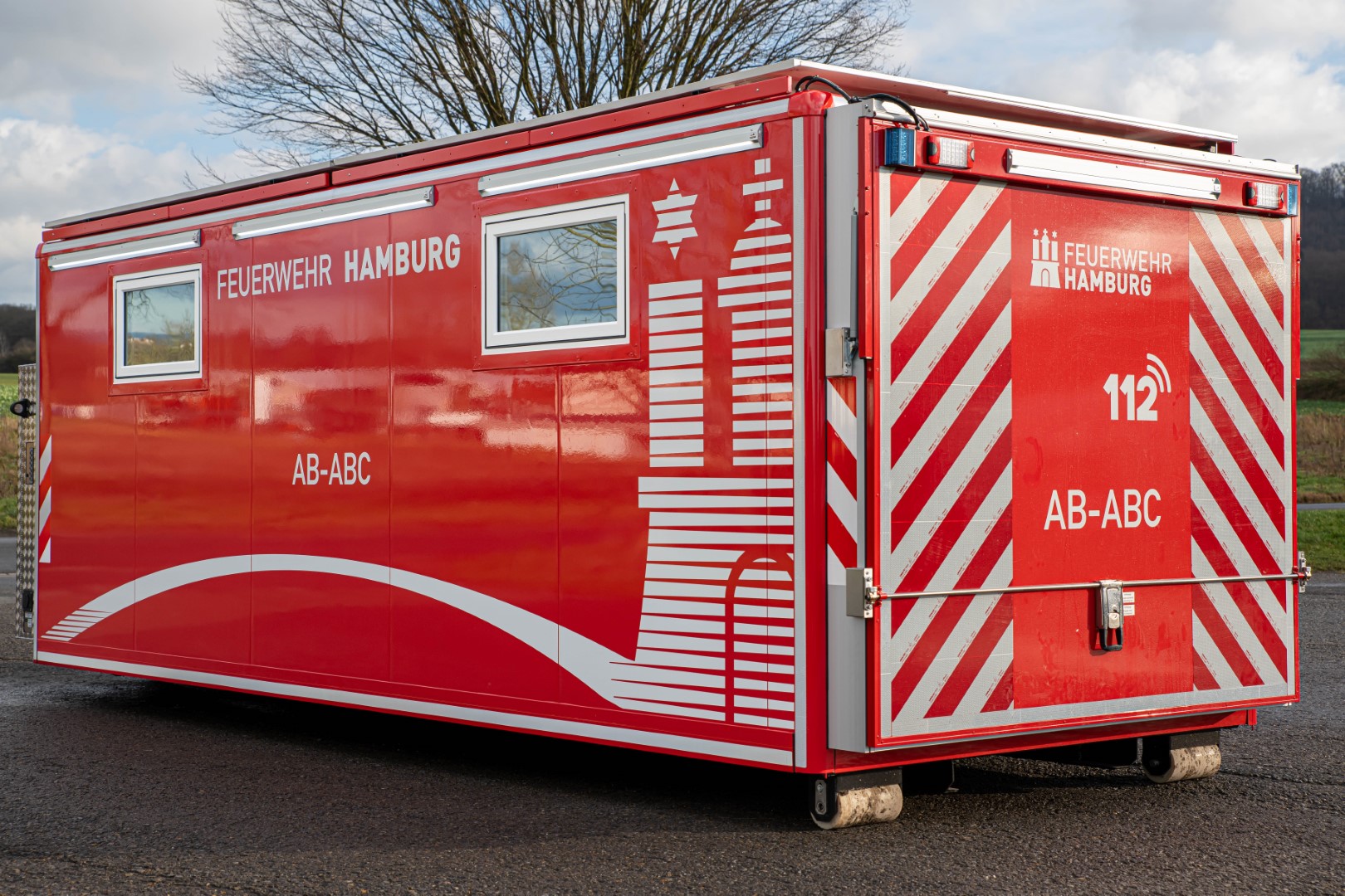 Abrollbehälter ABC Feuerwehr Hamburg AB-ABC Meindl Behälter Ausklappbarer Heckraum Schiebedach