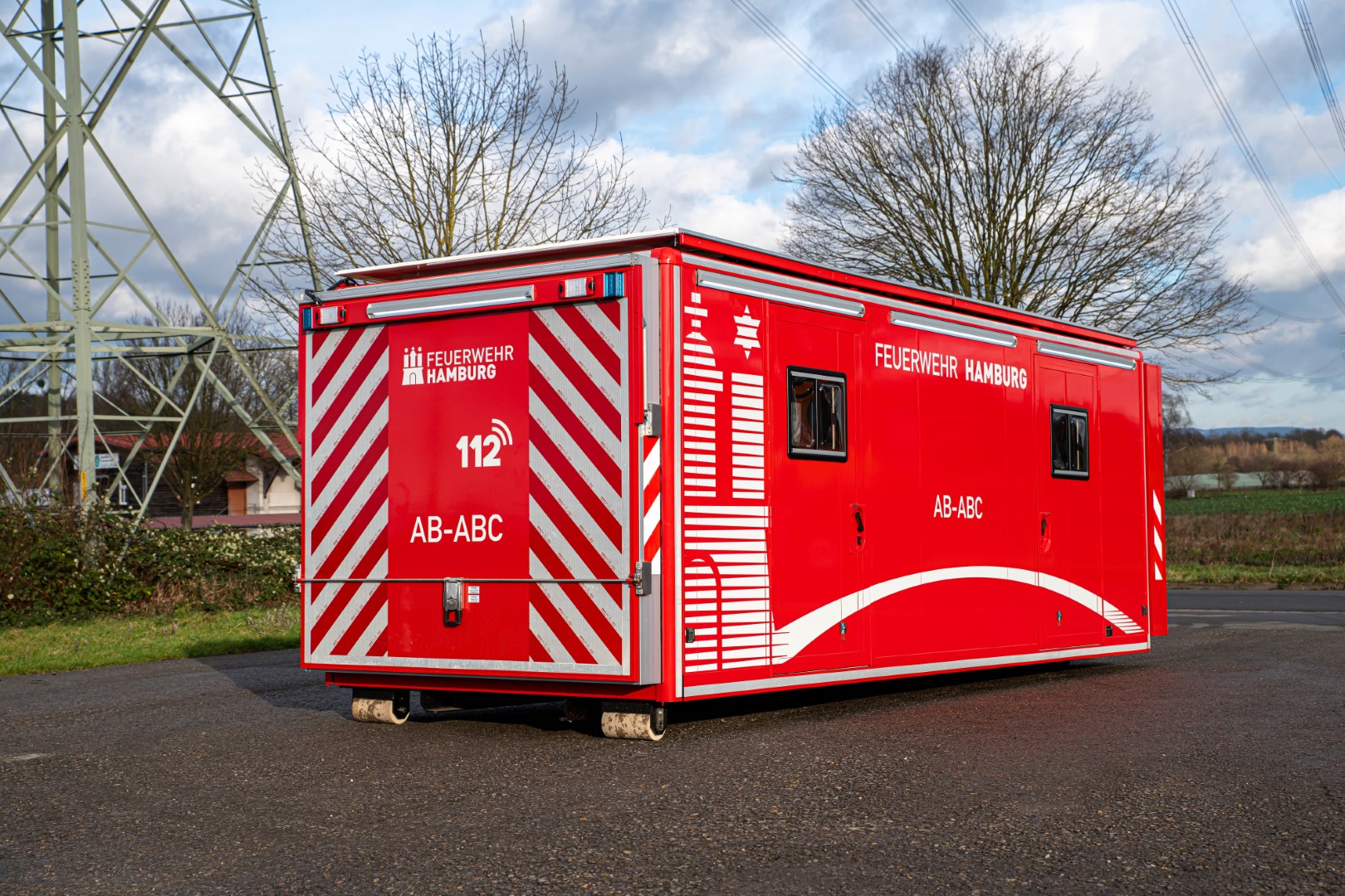 Abrollbehälter ABC Feuerwehr Hamburg AB-ABC Meindl Behälter Ausklappbarer Heckraum Schiebedach