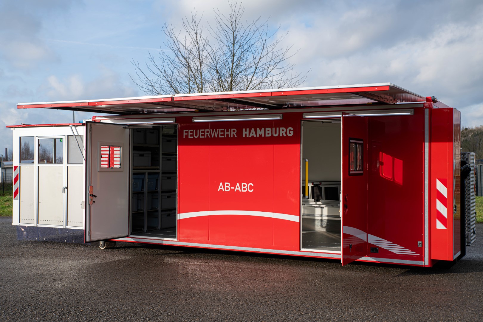 Abrollbehälter ABC Feuerwehr Hamburg AB-ABC Meindl Behälter Ausklappbarer Heckraum Schiebedach