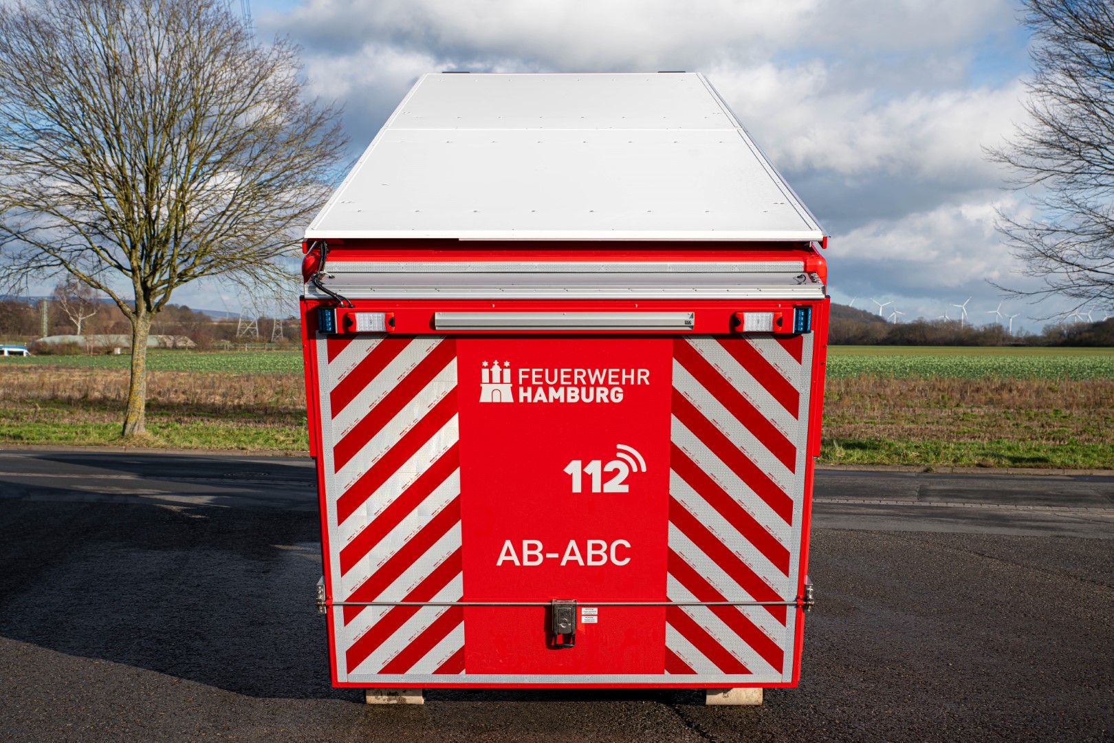 Abrollbehälter ABC Feuerwehr Hamburg AB-ABC Meindl Behälter Ausklappbarer Heckraum Schiebedach