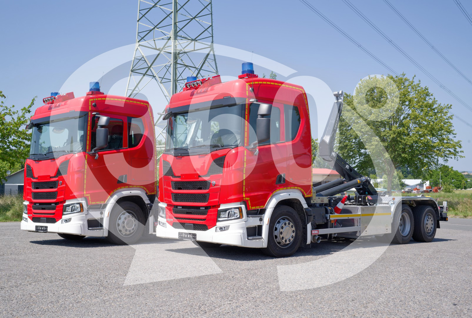 SCANIA Feuerwehrfahrzeug LKW Wechsllader WLF 26/6900, Feuerwehr Bielefeld Abrollkipper Meiller MEINDL Fahrzeugbau