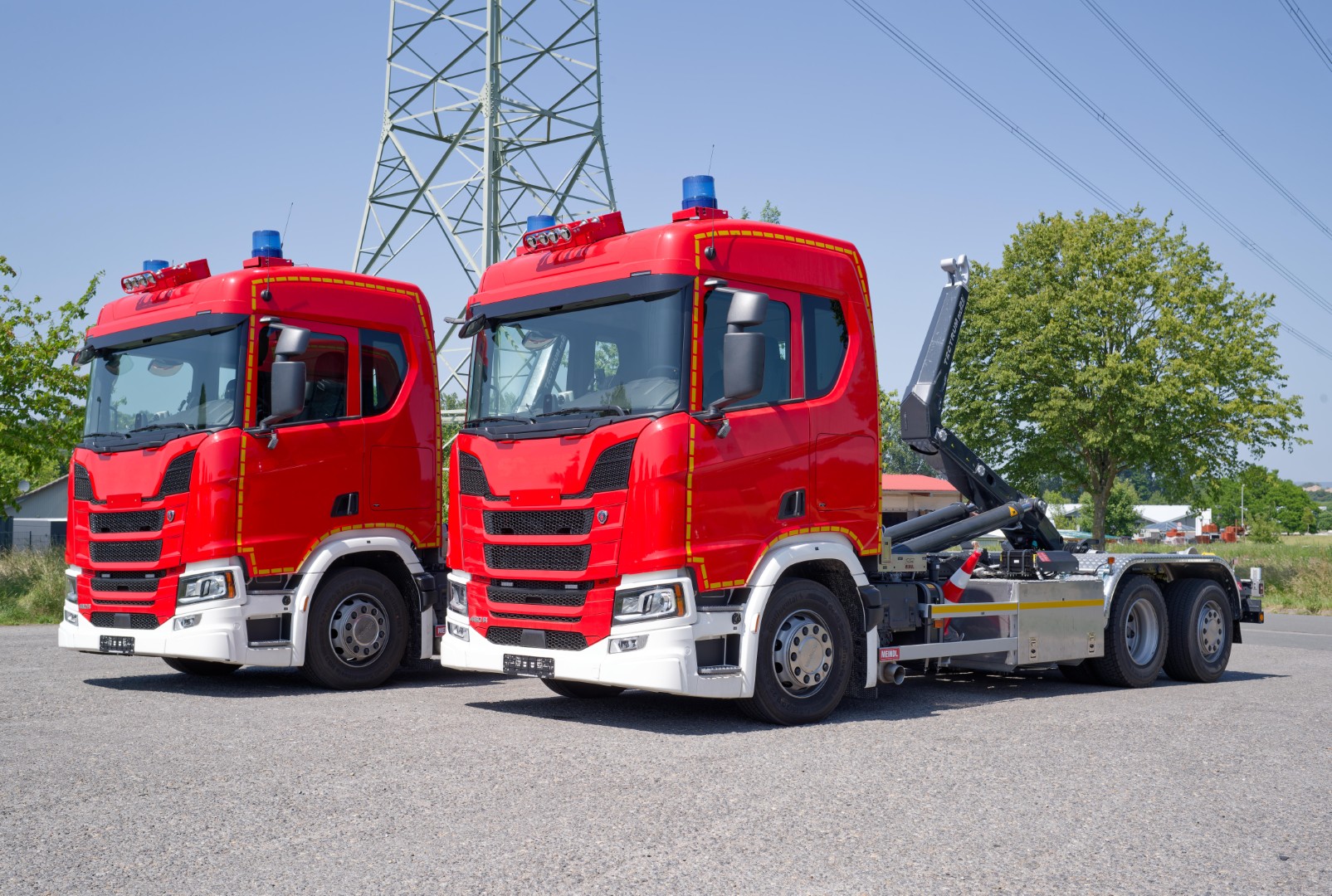 SCANIA Feuerwehrfahrzeug LKW Wechsllader WLF 26/6900, Feuerwehr Bielefeld Abrollkipper Meiller MEINDL Fahrzeugbau