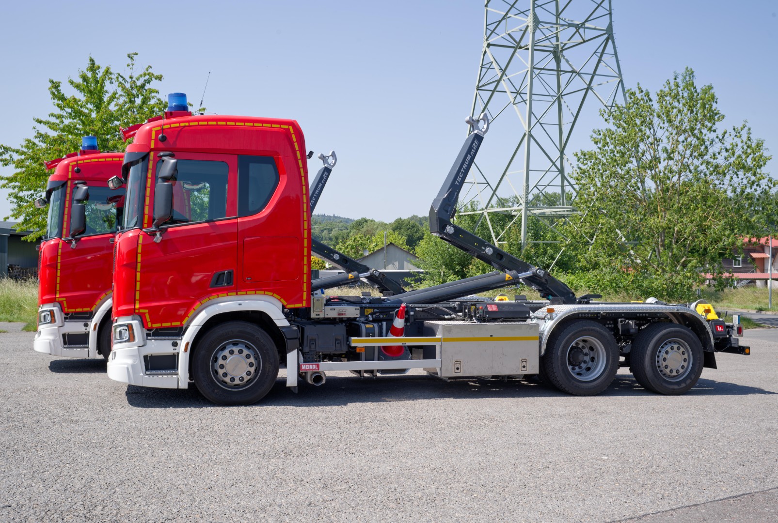 SCANIA Feuerwehrfahrzeug LKW Wechsllader WLF 26/6900, Feuerwehr Bielefeld Abrollkipper Meiller MEINDL Fahrzeugbau