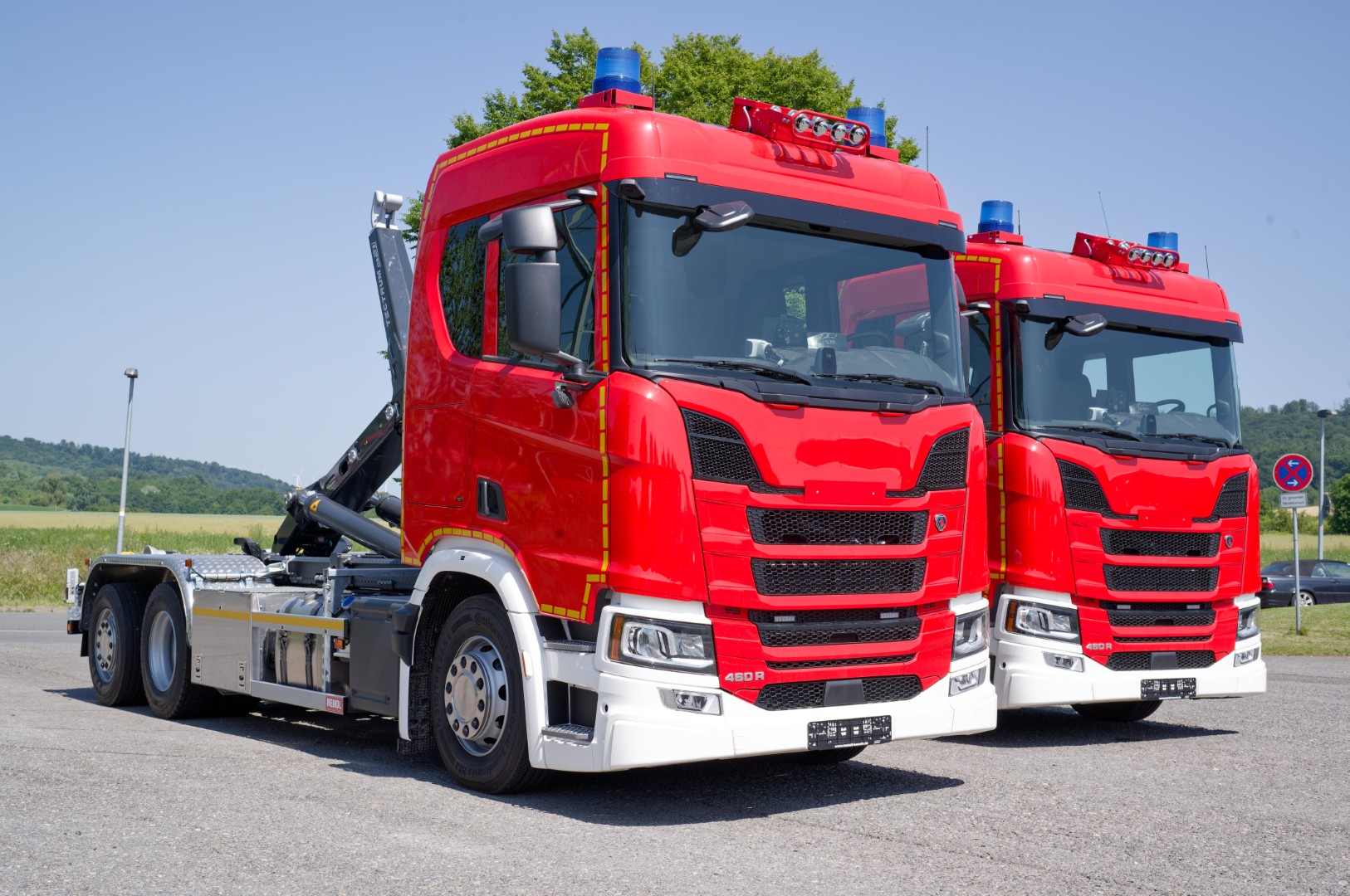 SCANIA Feuerwehrfahrzeug LKW Wechsllader WLF 26/6900, Feuerwehr Bielefeld Abrollkipper Meiller MEINDL Fahrzeugbau