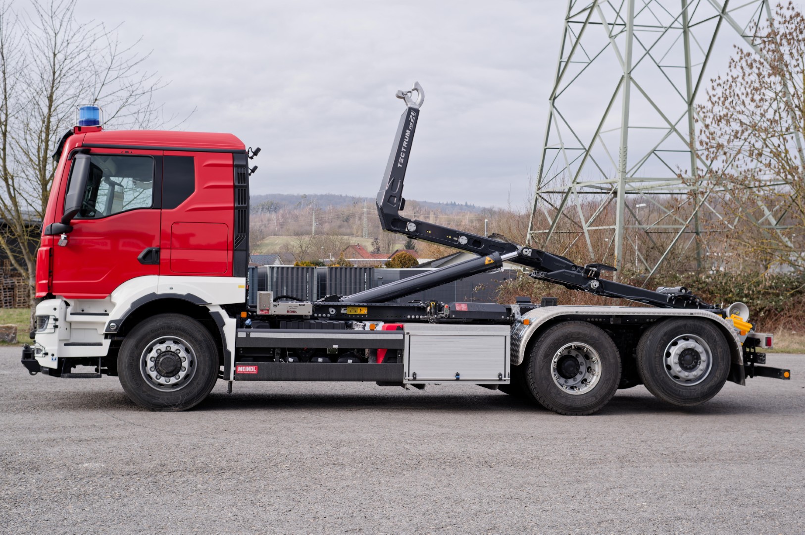 Feuerwehr Wesel MEINDL Fahrzeugbau Feuerwehrfahrzeug SCANIA LKW Wechsellader WLF, Abrollkipper Meiller Hänsch