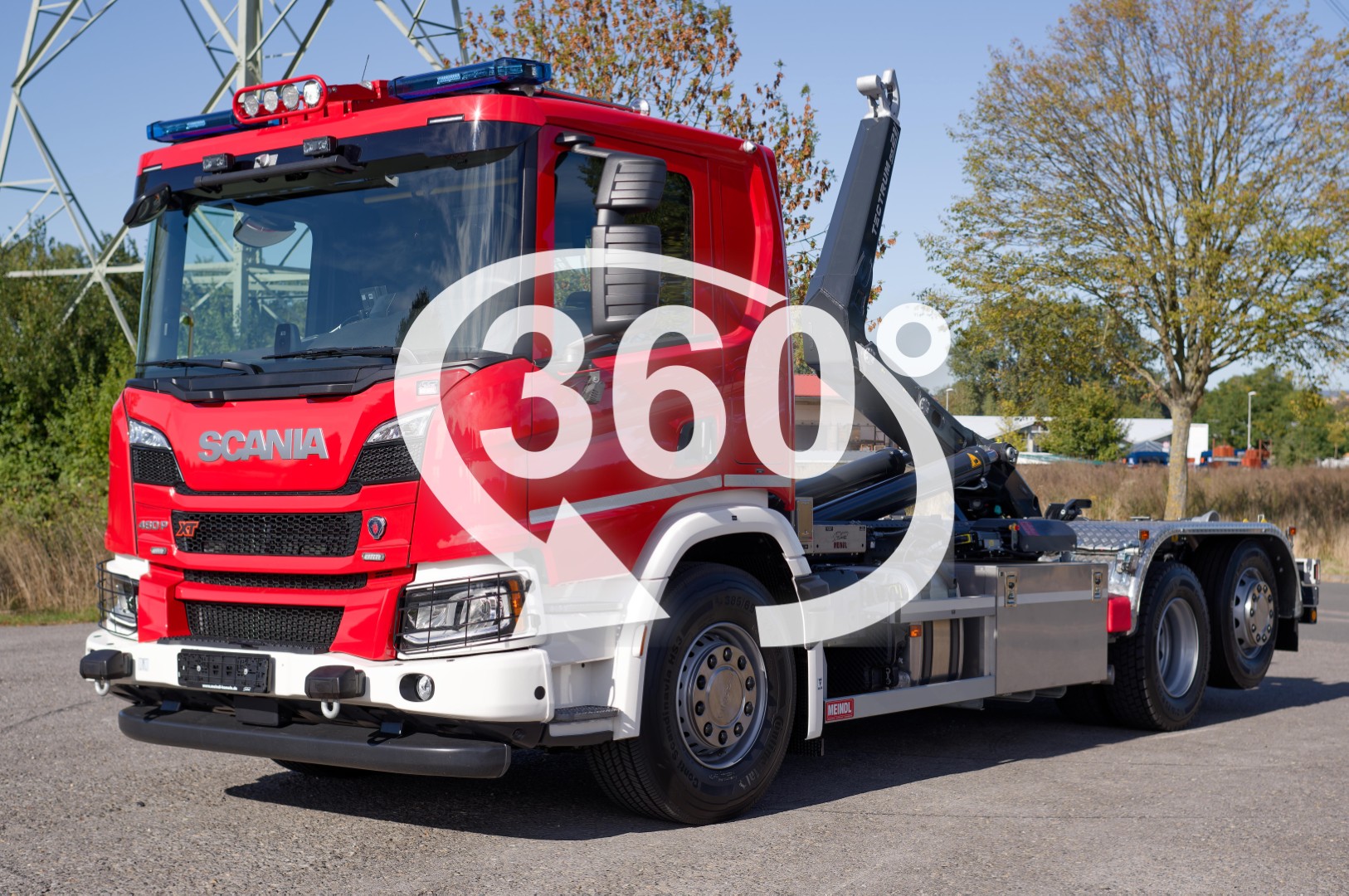 SCANIA Feuerwehrfahrzeug LKW Wechsllader WLF 26/6900, Feuerwehr Gütersloh Abrollkipper Meiller MEINDL Fahrzeugbau