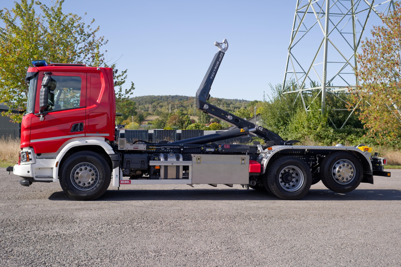 SCANIA Feuerwehrfahrzeug LKW Wechsllader WLF 26/6900, Feuerwehr Gütersloh Abrollkipper Meiller MEINDL Fahrzeugbau