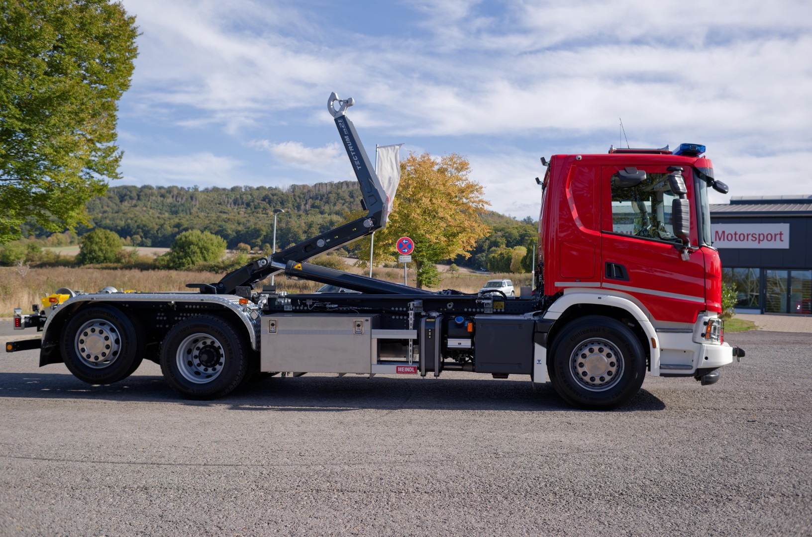 SCANIA Feuerwehrfahrzeug LKW Wechsllader WLF 26/6900, Feuerwehr Gütersloh Abrollkipper Meiller MEINDL Fahrzeugbau