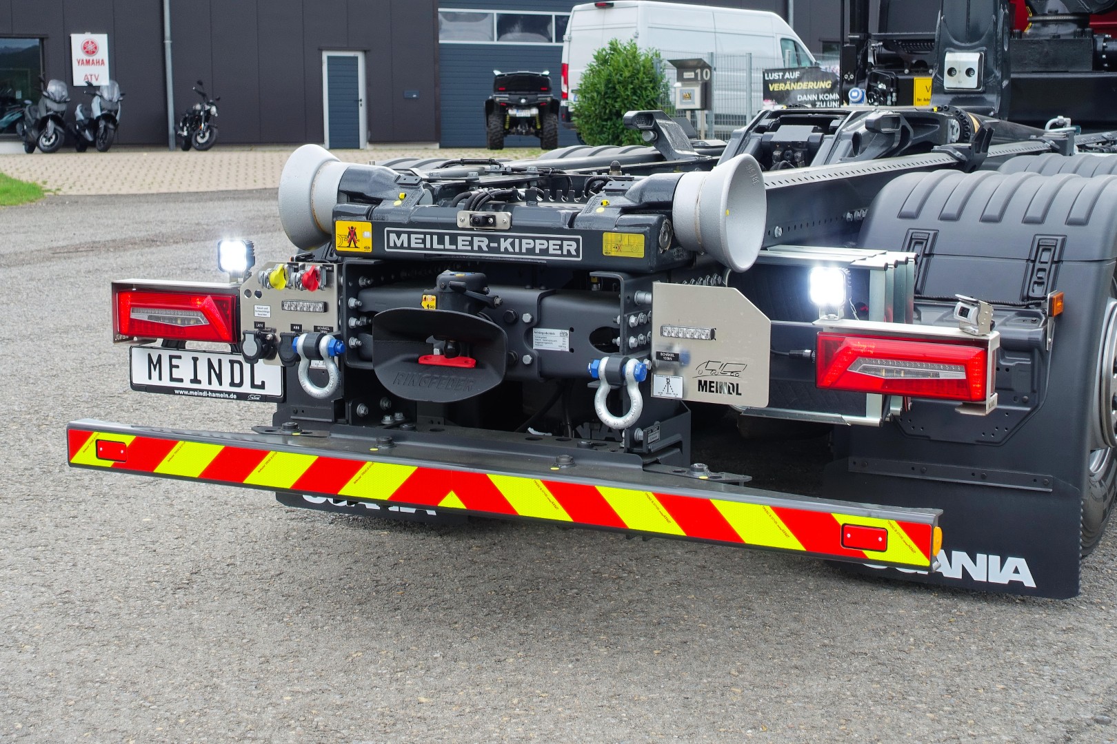 SCANIA Feuerwehrfahrzeug LKW Wechsellader WLF 26/6900, Feuerwehr Ibbenbüren Abrollkipper Meiller MEINDL Fahrzeugbau, Ladekran Hiab