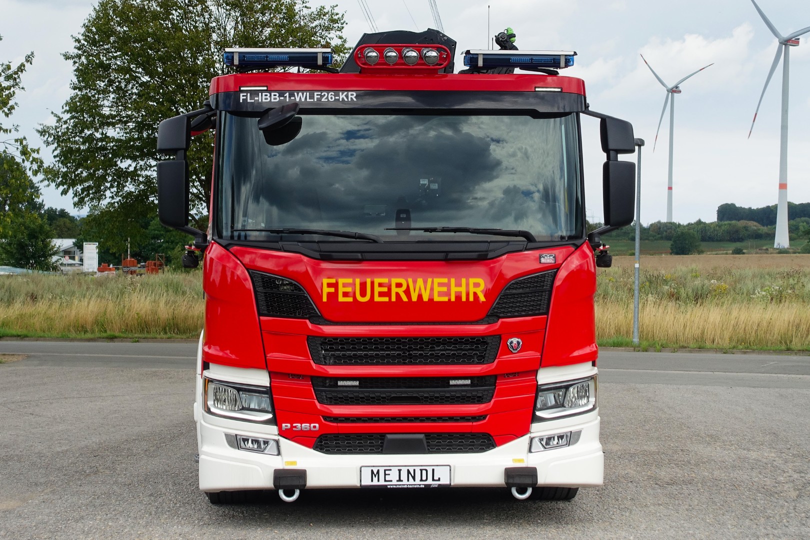 SCANIA Feuerwehrfahrzeug LKW Wechsellader WLF 26/6900, Feuerwehr Ibbenbüren Abrollkipper Meiller MEINDL Fahrzeugbau, Ladekran Hiab