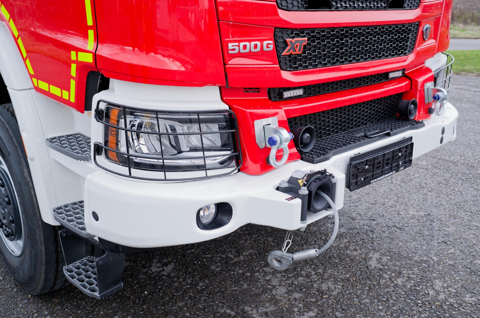 SCANIA Feuerwehrfahrzeug LKW Wechsellader WLF 32/6900, Feuerwehr Warendorf Abrollkipper Meiller MEINDL Fahrzeugbau Hänsch DBS850 Rotzler TR030 Fire Treibmatic