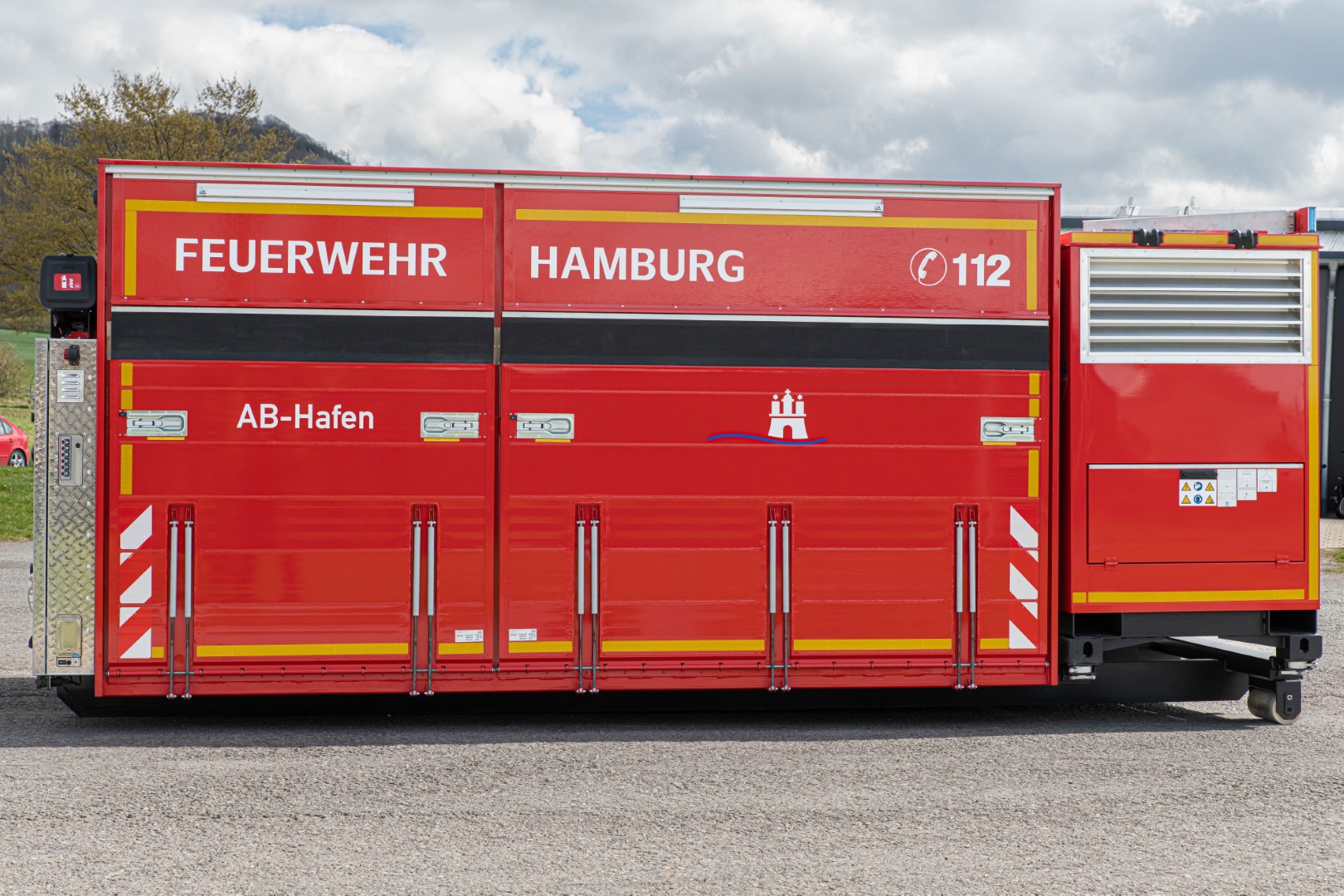 Abrollbehälter AB-Hafen Feuerwehr Hamburg Polyma Stromerzeuger