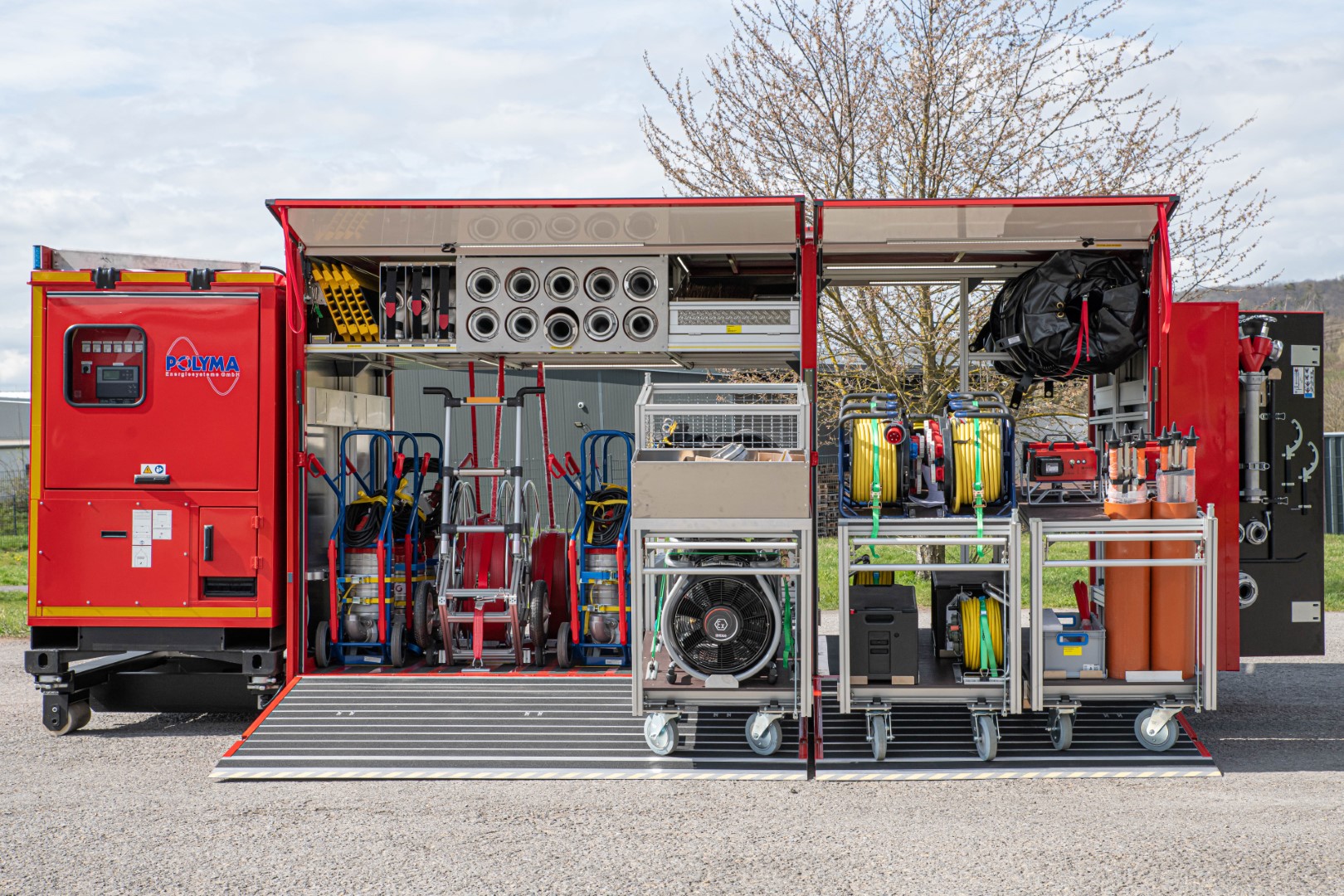 Abrollbehälter AB-Hafen Feuerwehr Hamburg Polyma Stromerzeuger 