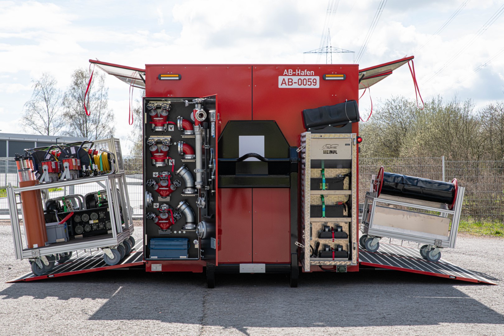 Abrollbehälter AB-Hafen Feuerwehr Hamburg Polyma Stromerzeuger 