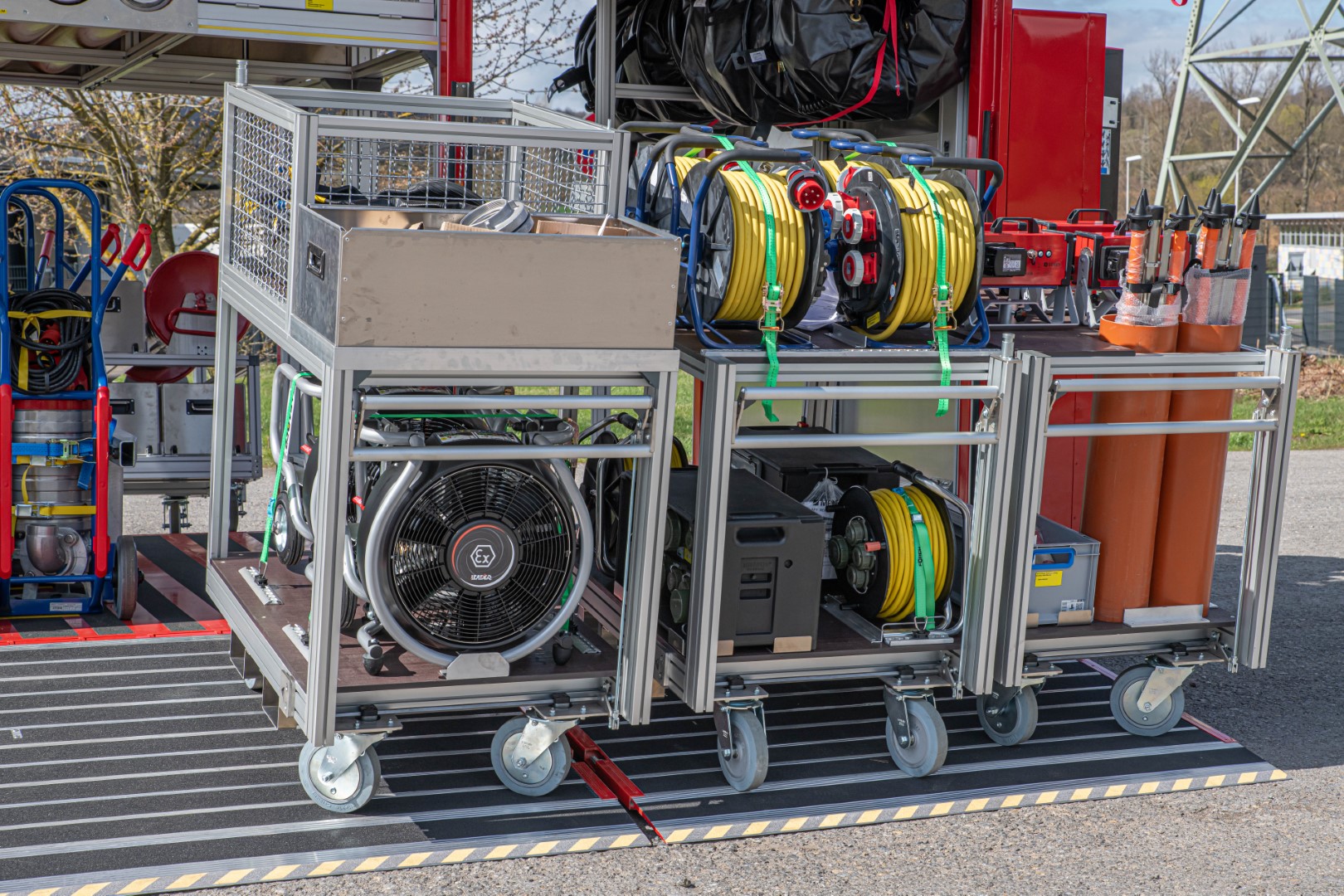 Abrollbehälter AB-Hafen Feuerwehr Hamburg Polyma Stromerzeuger 